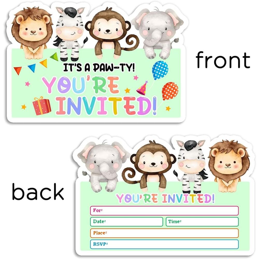 30 Invites Safari Jungle Animals Invitations Kids Birthday Party Baby Shower